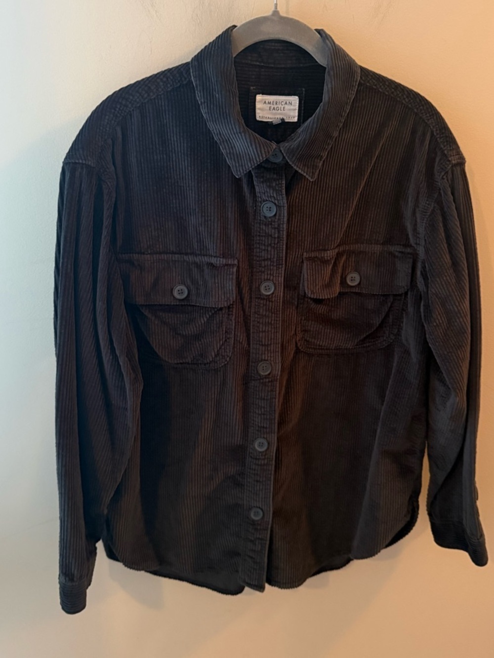 american eagle black corduroy cotton jacket shacket size small